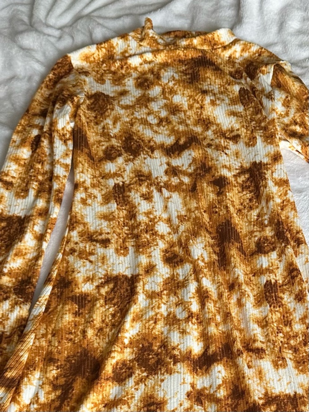 Velvet Torch Amber and Cream Ribbed Tie-Dye Top